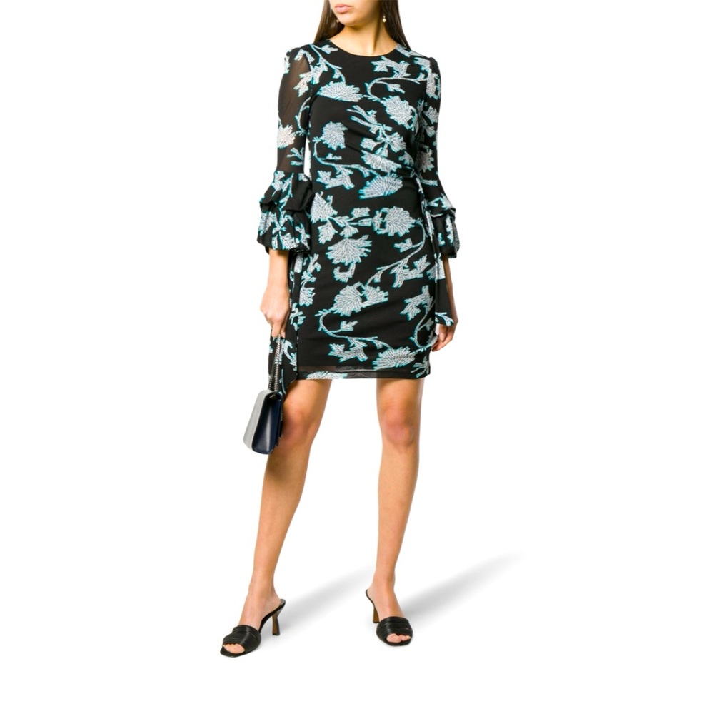 Diane Von Furstenberg Faridah Floral Mesh Dress sz M - Picture 2 of 12